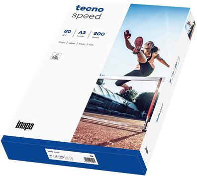 inapa 2100011524 Kopierpapier tecno® speed - A3, 80 g/qm, weiß, 500 Blatt