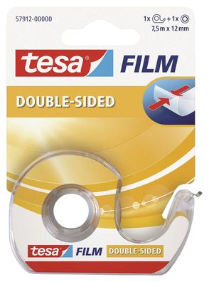 tesa® 57912-00000-02 Klebefilm doppelseitig - 12 mm x 7,5 m, inkl. Einwegroller