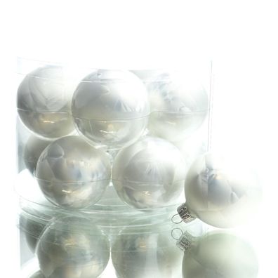 Christbaumkugeln Weiß Eislack Ø 6 cm aus Glas - 10er Set