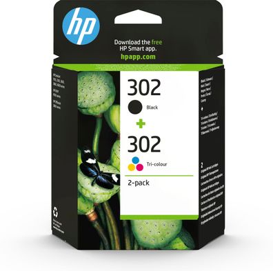 HP 302 2er-Pack Schwarz/Cyan/Magenta/Gelb Orig. Druckerpatr