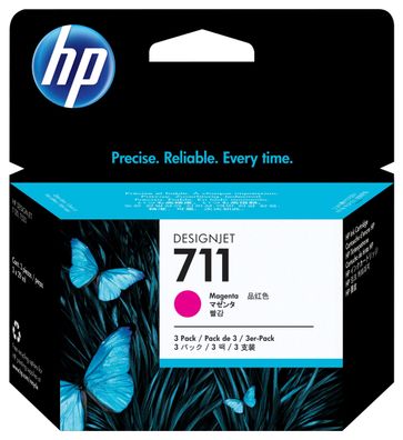 HP 711 3er-Pack Magenta DesignJet Tintenpatronen, 29 ml