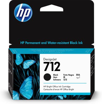 HP 712 Schwarz DesignJet Druckerpatrone, 38 ml