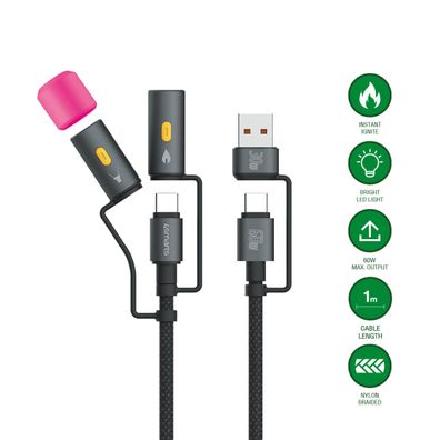 4smarts 4in1 USB-C Kabelset Explorer 60W 1m