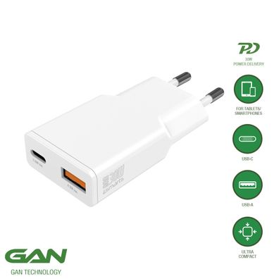 4smarts Netzladegerät PDPlug Slim Duos 30W GaN 1C+1A