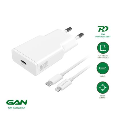 4smarts Set PDPlug Slim 20W GaN 1C + USB-C auf Lightning Kabel