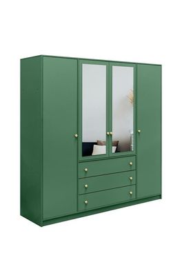 BETTSO-Kleiderschrank mit Doppelspiegel Rainbow II 196 Flaschengrün