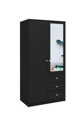BETTSO-Kleiderschrank mit Spiegel Rainbow 100 Schwarz