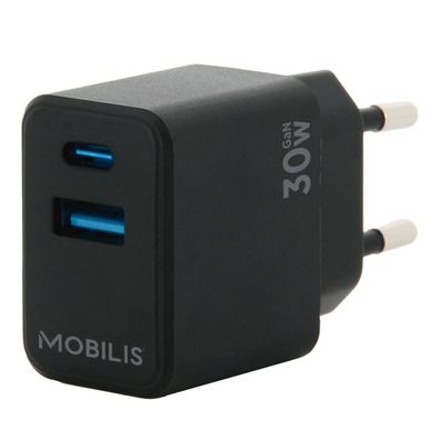 Mobilis Wall Charger - 30W - 1 USB A + 1 USB C - GaN