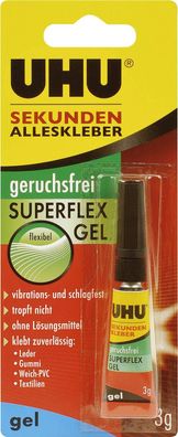 UHU® 45565 Sekundenkleber Superflex GEL - 3 g, geruchsfrei