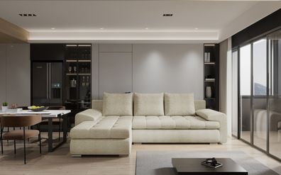 Elegantes und modernes Ecksofa TOMI Abriamo Beige Links