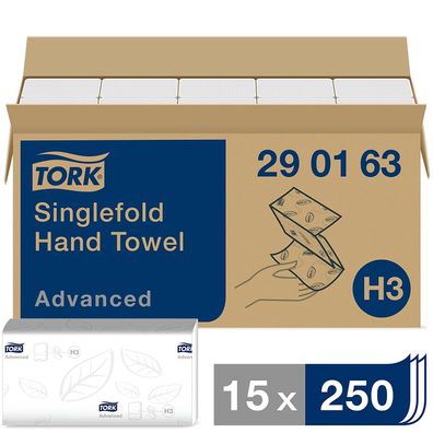 TORK Papierhandtücher 290163 H3 Adv. Soft Zick-Zack-Falzung 2-lagig 3.750 Tücher