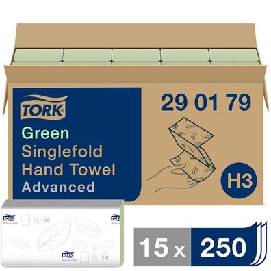 TORK Papierhandtücher 290179 H3 Advanced Zick-Zack-Falzung 2-lagig 3750 Tücher - Grün