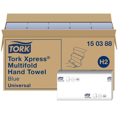 TORK Papierhandtücher 150388 Xpress H2 Universal Interfold 2-lagig 4740 Tücher - Blau