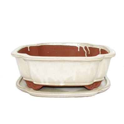 Bonsai-Schale mit Unterteller Gr. 5 - hellbeige - haitang I4 - L 31,5cm - B 26cm