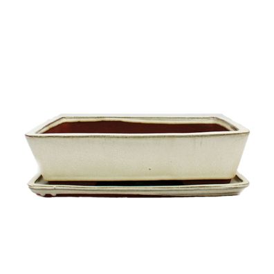 Bonsai-Schale mit Unterteller Gr. 5 - hellbeige - eckig - Modell G30 - L 31cm - B