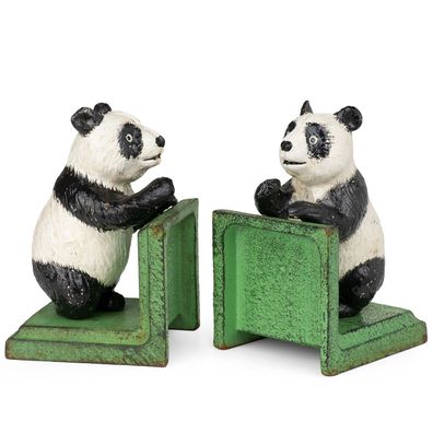 Moritz 2er Set Buchstützen Pandabären Pandas 8 x 8,5 x 13 cm Vintage dekorative Tier