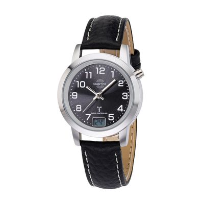 MasterTime Damen-Funkuhr Basic, silber/ schwarz - MTLA-10577-24L