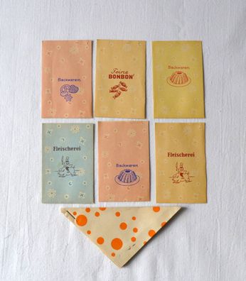 alte DDR Kaufladen Papiertüten Fleischerei Backwaren Bonbon