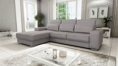 Ecksofa Sofa NEVIO Stoff Scala Graubraun Ottomane Links