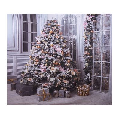 Clayre & Eef Weihnachtlicher Hintergrundstoff 180x210 cm Grau Stoff Weihnachtsbaum