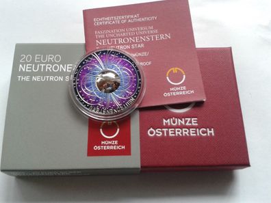 Original 20 euro 2023 Österreich Neutronenstern Silber Kosmos Weltall