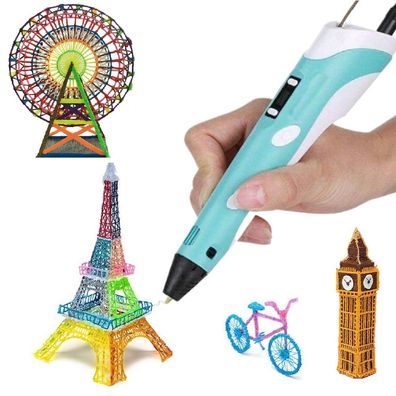 Wisam® 3D Drucker Stift Set Blau für Kinder Erwachsene mit 3 Farben 1.75mm PLA