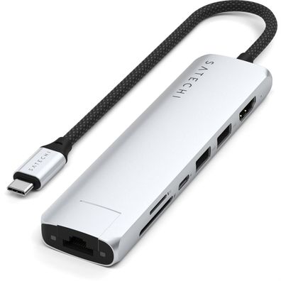 Satechi USB-C 7-in-1 Slim Multi Port Adapter Ethernet - Silber