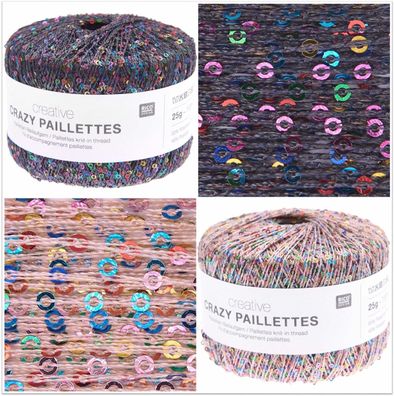 25g Rico Creative Crazy Paillettes Beilaufgarn mitstricken häkeln GP 359,60€/1kg