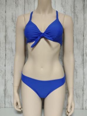 Bikini Set Blau CUPSHE mit Hasenkrawatte Größe S 38, L 42