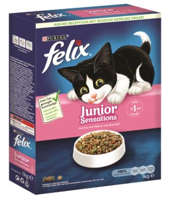 Sensations Junior mit Huhn, Cerealien und Milch 1kg Katzenfutter Felix