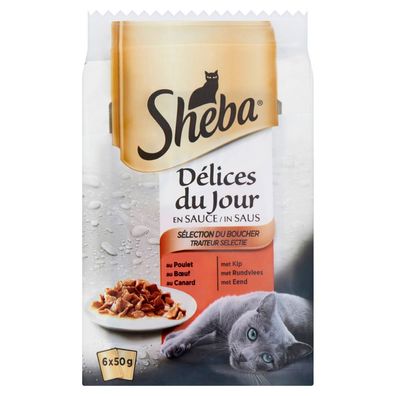 Katzenfutter Delices du Jour Traiteur selection Mehlbeutel 6x50 g 1x6 Sheba