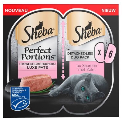 Katzenfutter Perfect Portions Adult Lachs in Laibchen 3er Pack (2x37,5 g) 1x8 Sheba