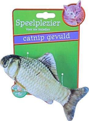 Katzenspielzeug Fisch mit Katzenminze grau/braun 11 cm Fun Spielzeug Katze Gebr