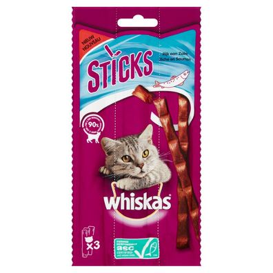 Katzenfutter Sticks Lachs 3er Pack 18 g Whiskas