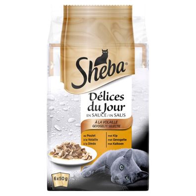 Katzenfutter Delices du Jour Geflügelmehlbeutel Multipack 6x50 gr 1x6 Sheba