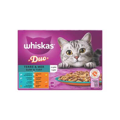 Surf and Turf in Gelee Mahlzeitstüten Multipack 12x85g Snack für Haustiere Whiskas