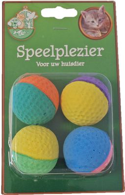 Katzenspielzeug Blister a 4 Schwammbälle 2 Farben Play Fun cat Gebr. De boon