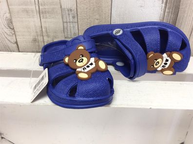 slobby Kinder Bade-Clog dunkelblau mit braunem Teddy