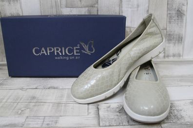 Caprice Damen Ballerina beige in Kroko Optik, herausnehmbare Innensohle