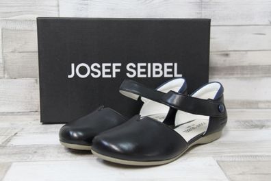 Josef Seibel Damen schicker Ballerina mit Klett Spangenverschluss schwarz