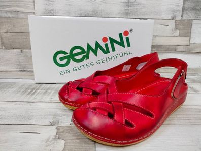 Gemini Damen Sling Sandale sportlich rot mit Klettverschluss an der Hacke