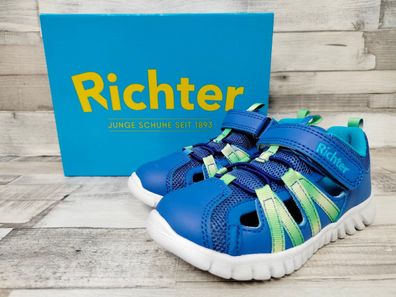 Richter Jungen Klett Schuh durchbrochen blau/hellgrün