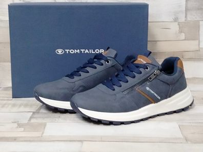 Tom Tailor Herren Schnürschuh dunkelblau mit seitlichem Reißverschluss