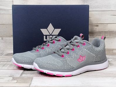 Lico Damen Sportschuh zum Schnüren grau mit pinken Ösen