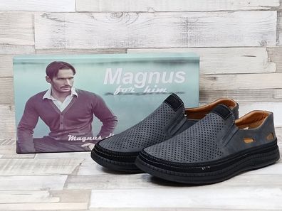 Magnus Herren Slipper mit 2fachen seitlichem Gummizug grau/schwarz