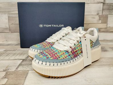 Tom Tailor Damen Sneakers zum Schnüren im bunten Karomuster