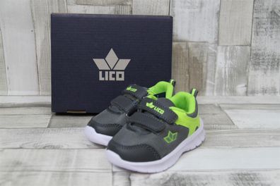 LICO Jungen Sportschuh grau-neongrün mit Klettverschluss