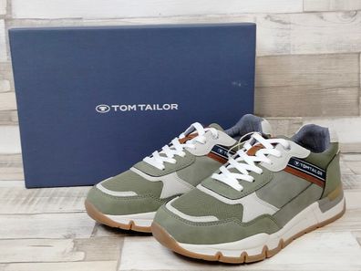 Tom Tailor Herren Schnürschuh schilfgrün/beige mit hellem Senkel