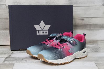 LICO Mädchen Klett-Sportschuh pink/marine/türkis mit Glitzer