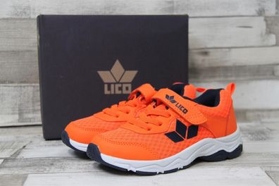 LICO Kinder Sportschuh orange-marine mit Klettverschluss und Gummisenkel